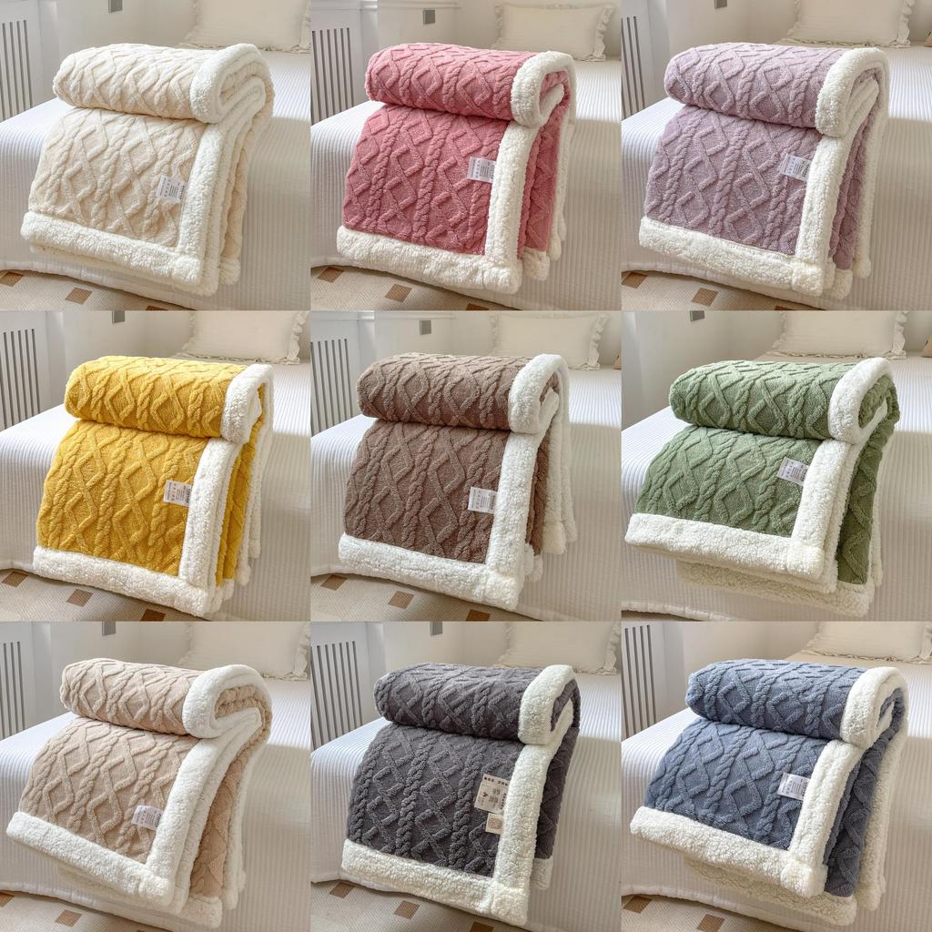 Solid Color Jacquard Thickened 70x100cm Kid Blanket Double Sided Fluff Plushfor Sofa And Office Use