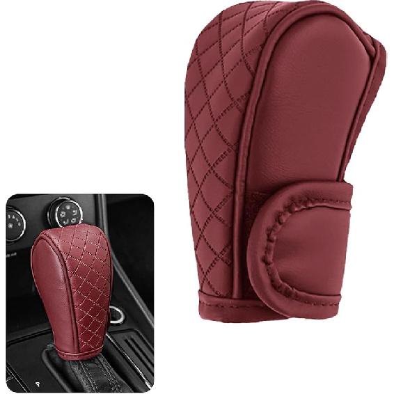 Car Shift Handle Transmission Knob Cover Accessories, Eco-Leather Car Shift Cover, Center Console Magic Tape Gear Lever Protector Universal for Most