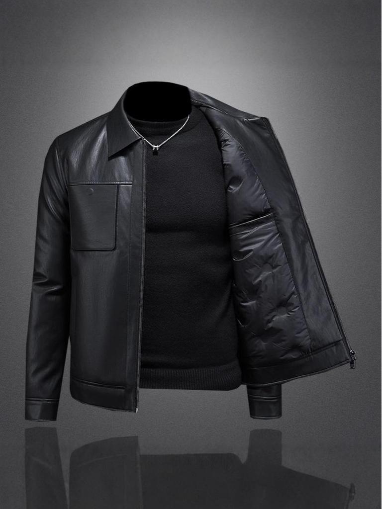 Men's 2025 Winter Motorcycle Leather Down Jacket