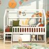 Kinderbett 90x200cm, Hausbett Schubladen Ablagefächer, Holz Baumhausbett Treppe Lattenrost Rausfallschutz, Weiß