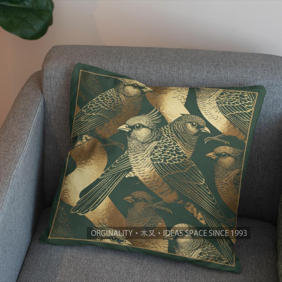 2D Elegant Birds And Floral Pattern Pillow Cover Pattern Cushion Cover Suitable For Sofa Bedroom Car Pillow Cover