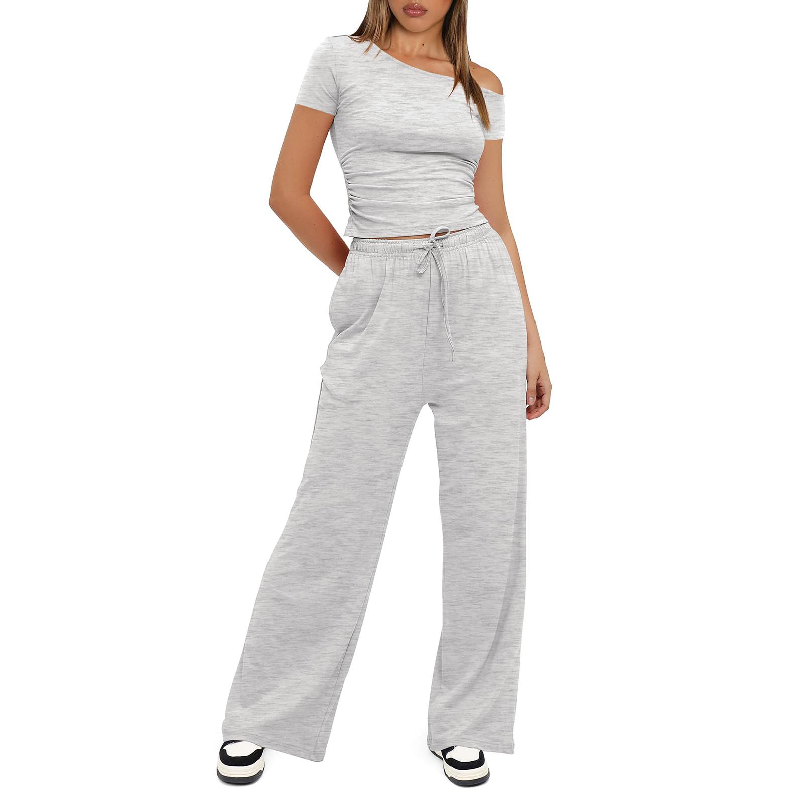 

Комплекты из двух предметов для женщин, повседневные свободные рубашки с длинным рукавом и шорты на кулиске с высокой посадкой, спортивные костюмы L