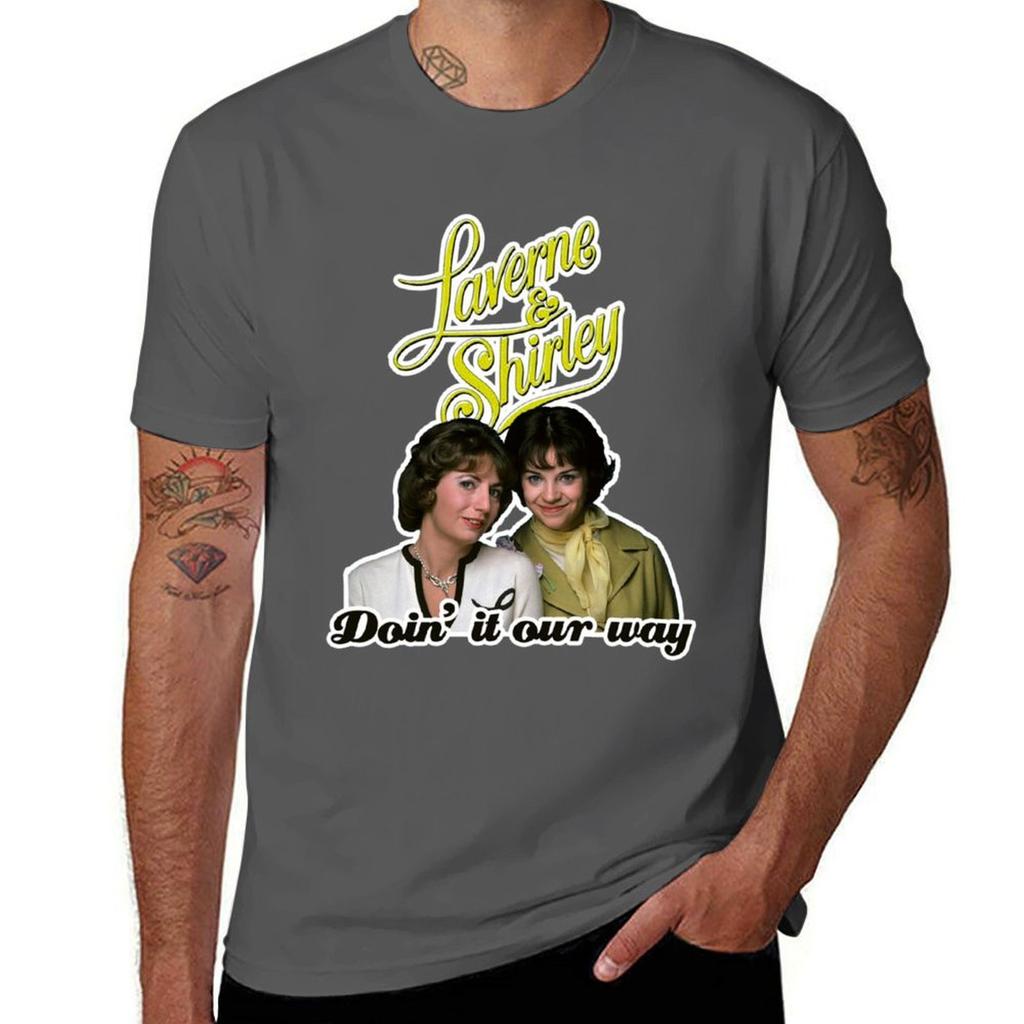 Doin It Our Way Yellow Laverne Shirley 70s Retro Tribute TShirt Casual All Match Short Sleeve TShirt