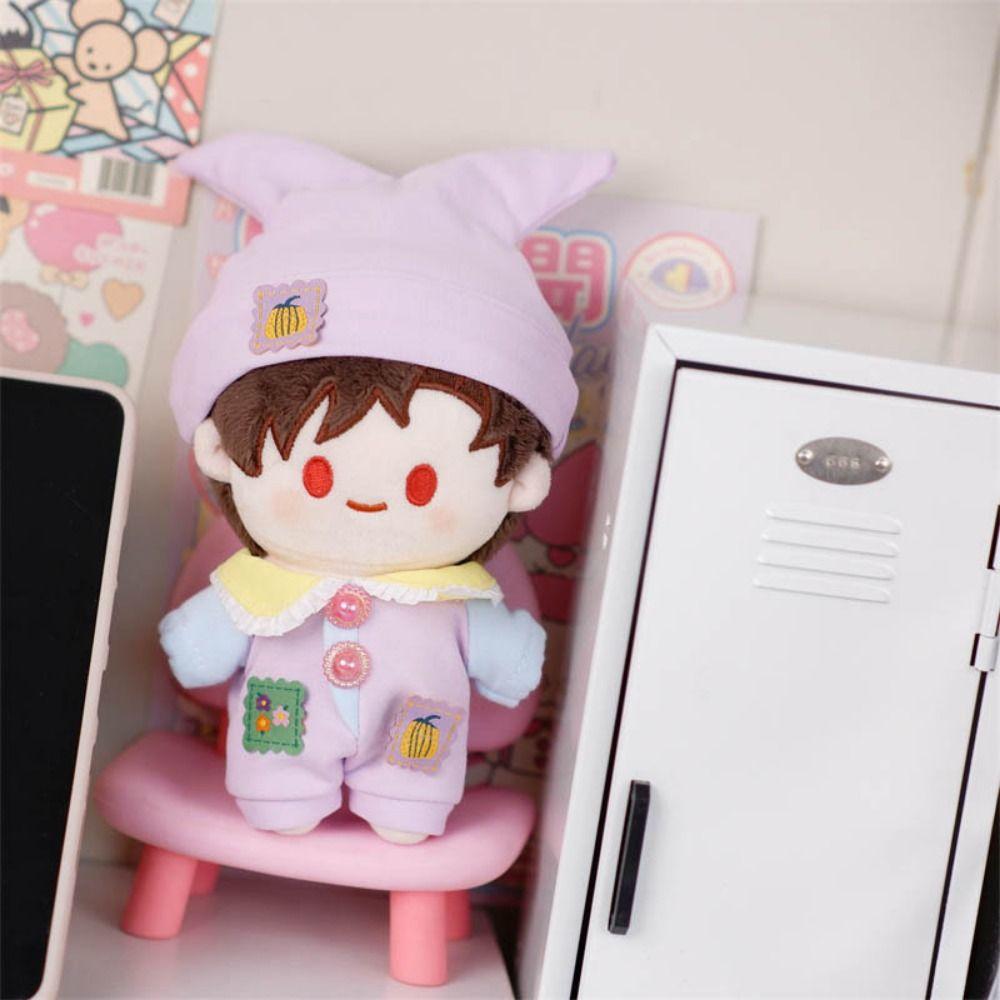 15cm Doll Clothes Little Devil Doll Mini Pajamas Kawaii Doll Jumpsuits Cap Set Cotton Stuffed Doll