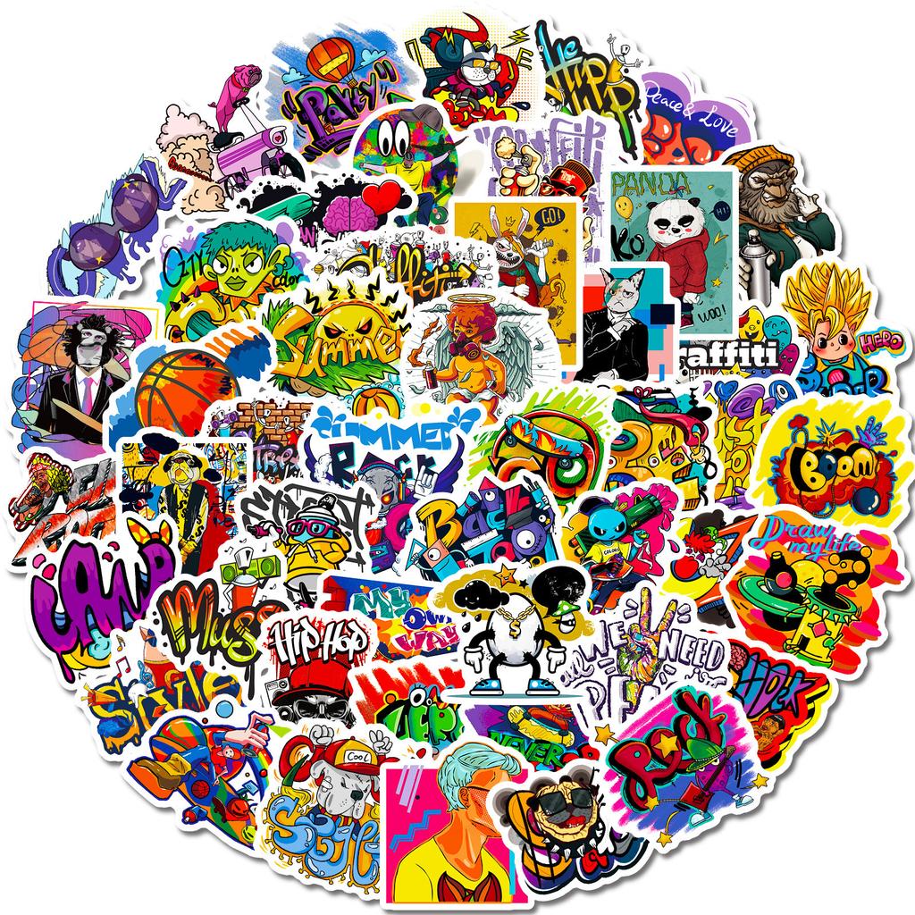 50 Cool Graffiti Stickers, Hip Hop Psychedelic Stickers, Notebooks, Phone Cases, Bicycle Decorative Stickers