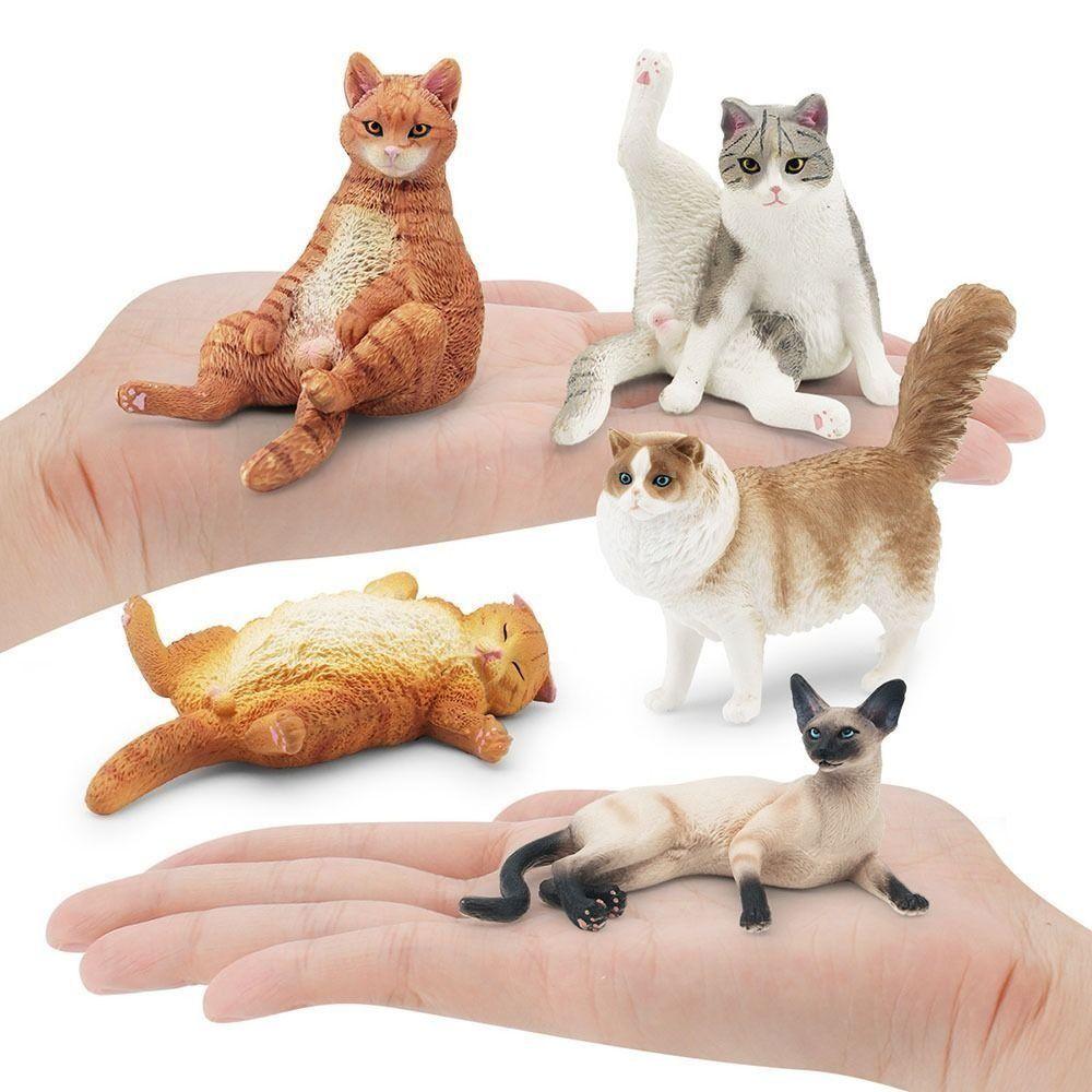 PVC Simulation Cat Model Siamese Ragdoll Persian Cat Lifelike Realistic Pet Figurines Cat Statue Ornament Desktop Ornament