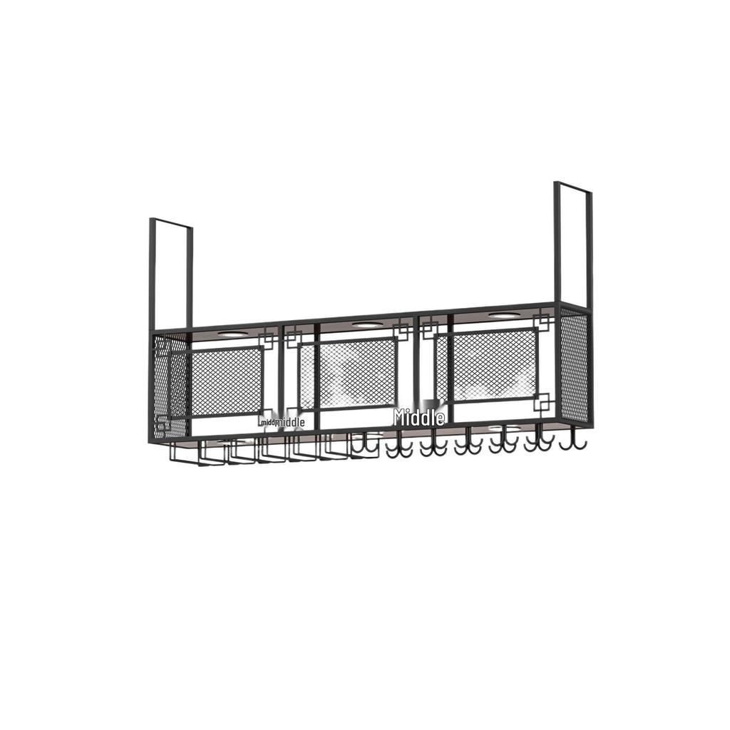 Wrought Iron Hanging Wine & Stemware Rack for Bar or Restaurant