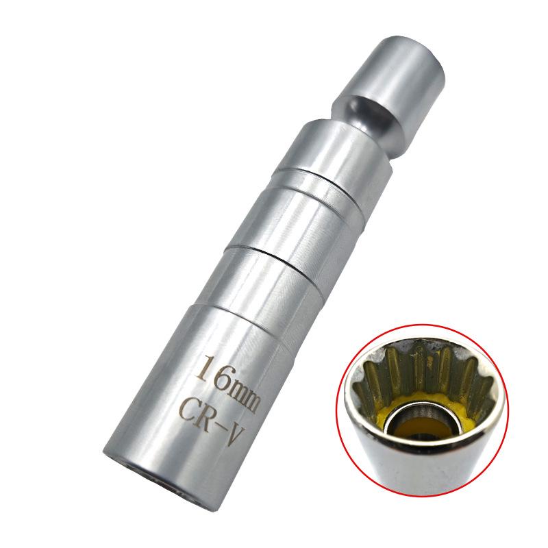 3/8" Ultra-Thin Magnetic Spark Plug Socket Wrench (14-16mm) - Extra Long Removal Tool