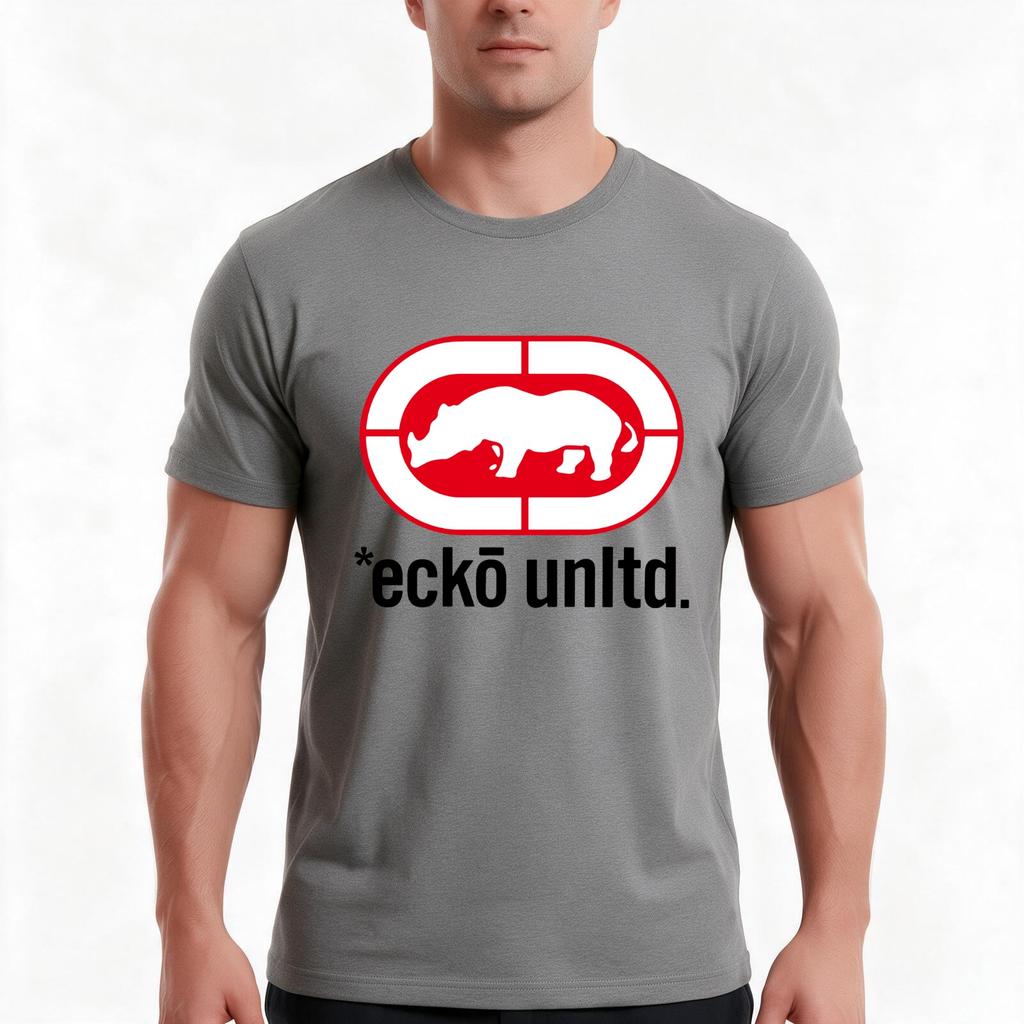 Red Rhino Ecko Unltd Original Nostalgic Streetwear Tshirt Summer Casual Cotton Tee Oversized Streetwear Tops