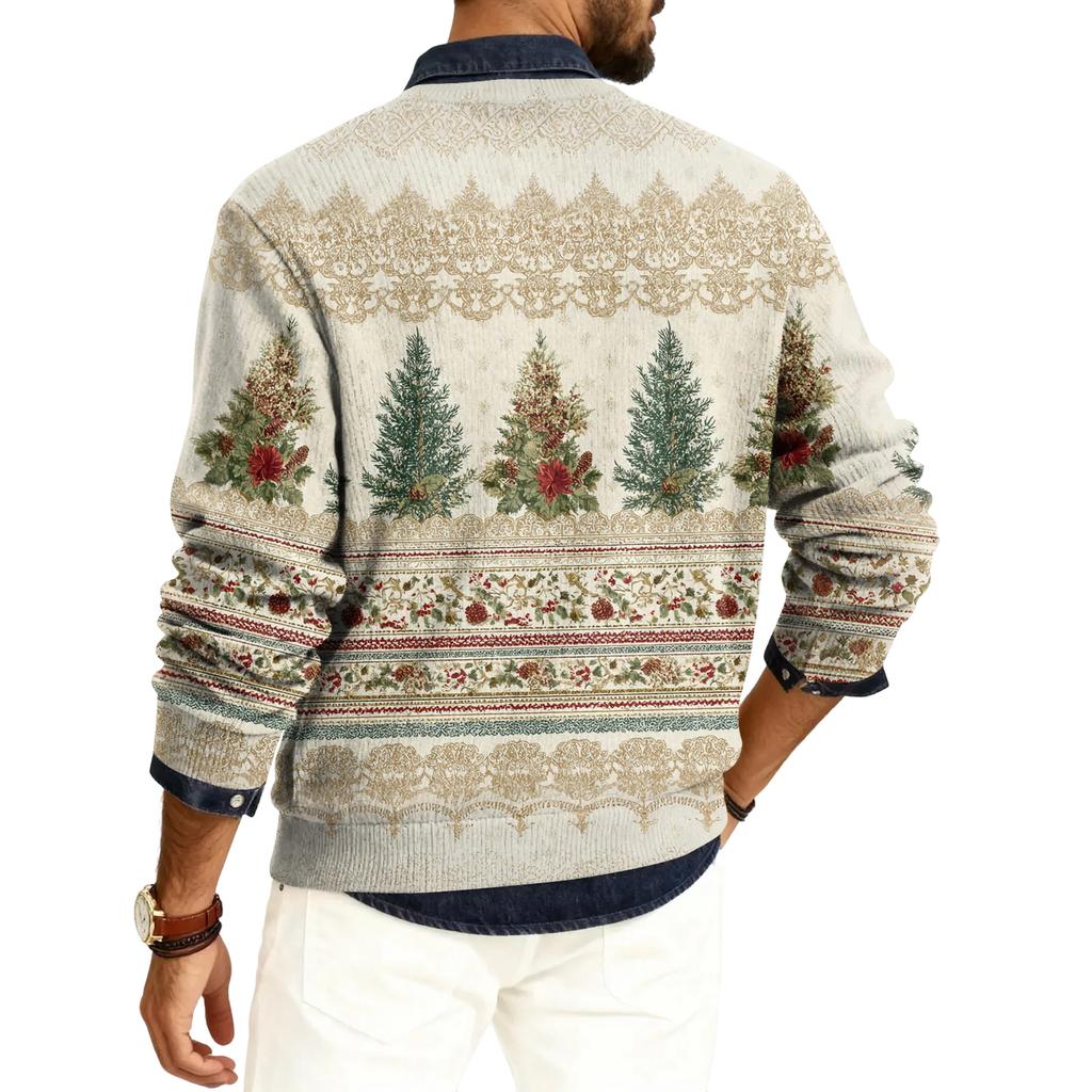 Men's Round Neck Long Sleeve Ribbed Knit Pullover