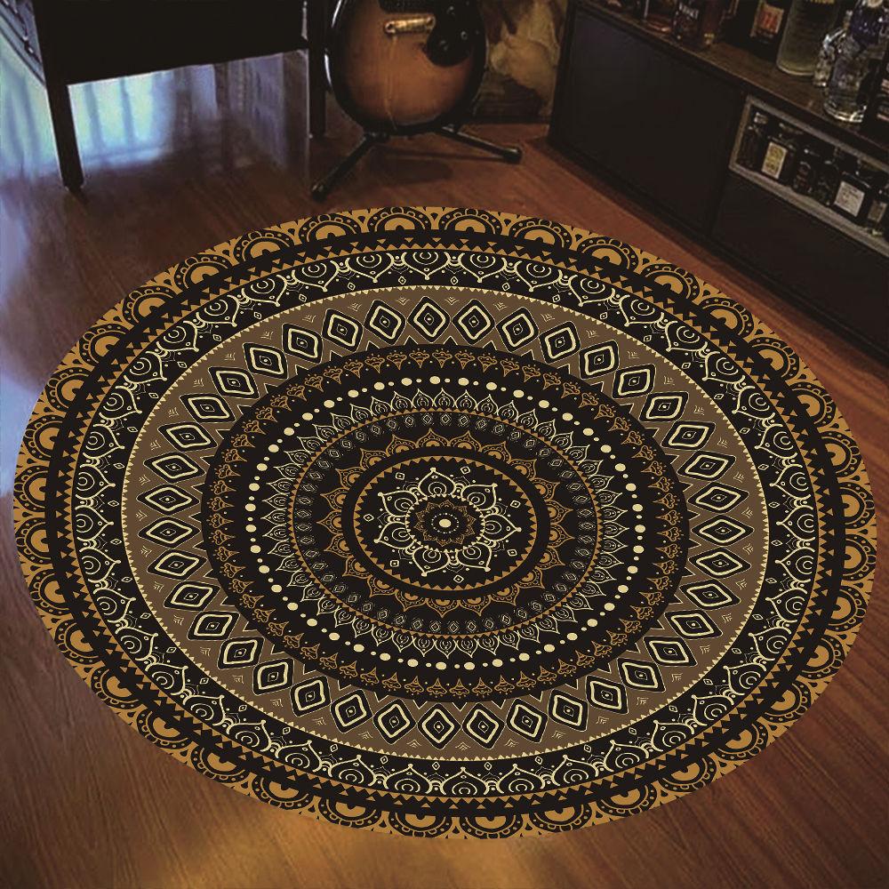 New Round Carpet Mandala Bohemian Gradient Colorful Rug For Living Room Bedroom Rugs Large Size Anti -Slip Floor Mat