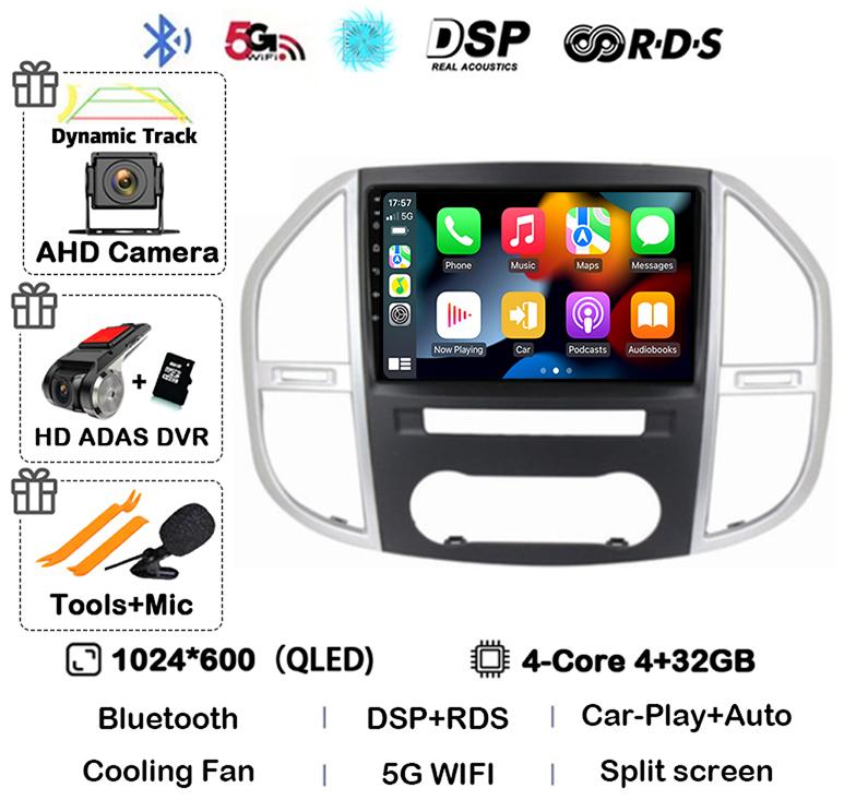 Android 14 Carplay Auto Car Radio For Mercedes Benz Vito W447 2014-2021 Multimedia GPS Video Player 360 Camera Stereo Head Unit