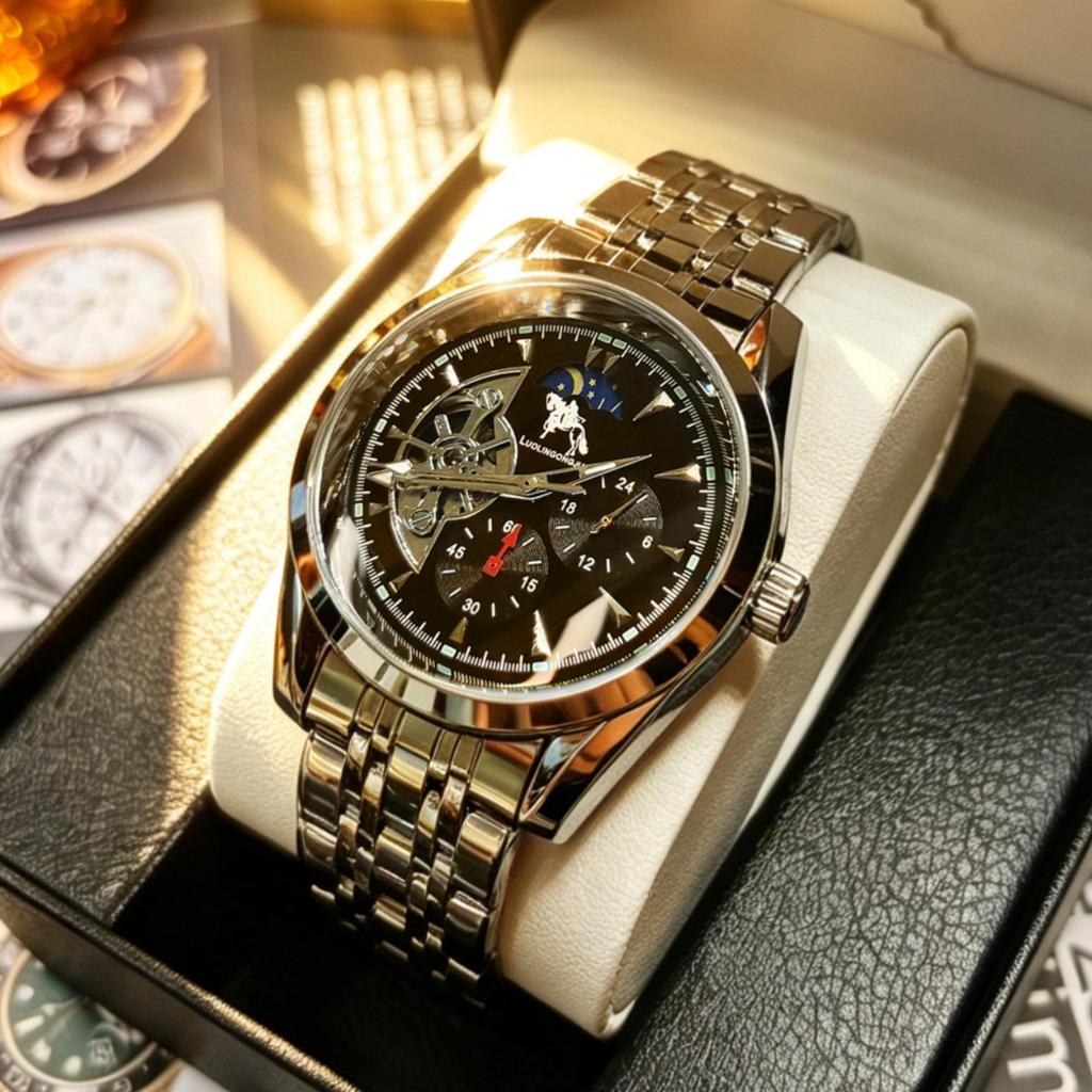 Orologio Meccanico Scheletrico Duca di Lorena: Multifunzione, Luminoso, Impermeabile, Casual Business Cinturino in Acciaio