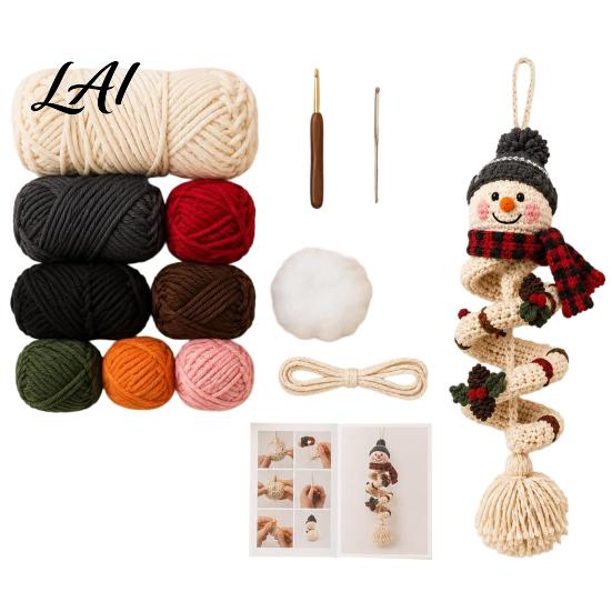DIY Handmade Holiday Decorations Crochet Spiral Ornament Kit for Adults Beginners Christmas Craft Set Fun Winter Indoor Activities with Yarn Hook,