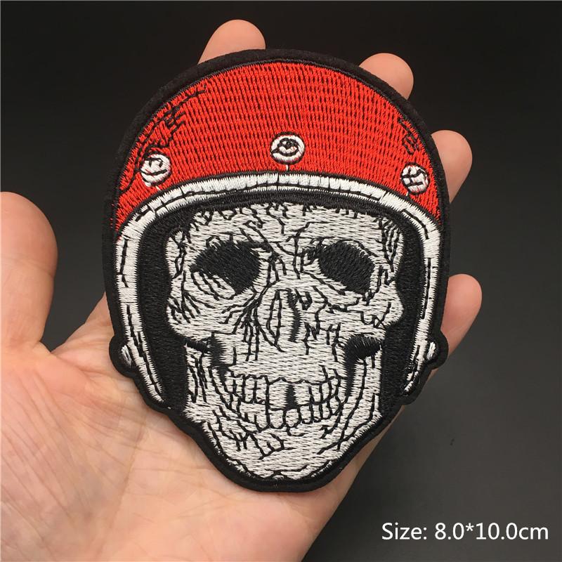 Totenkopf Punk Patches Für Kleidung Stickerei Streifen Diy Abzeichen Nähen Dekoration Kleidung Aufkleber Aufbügeln Aufnäher