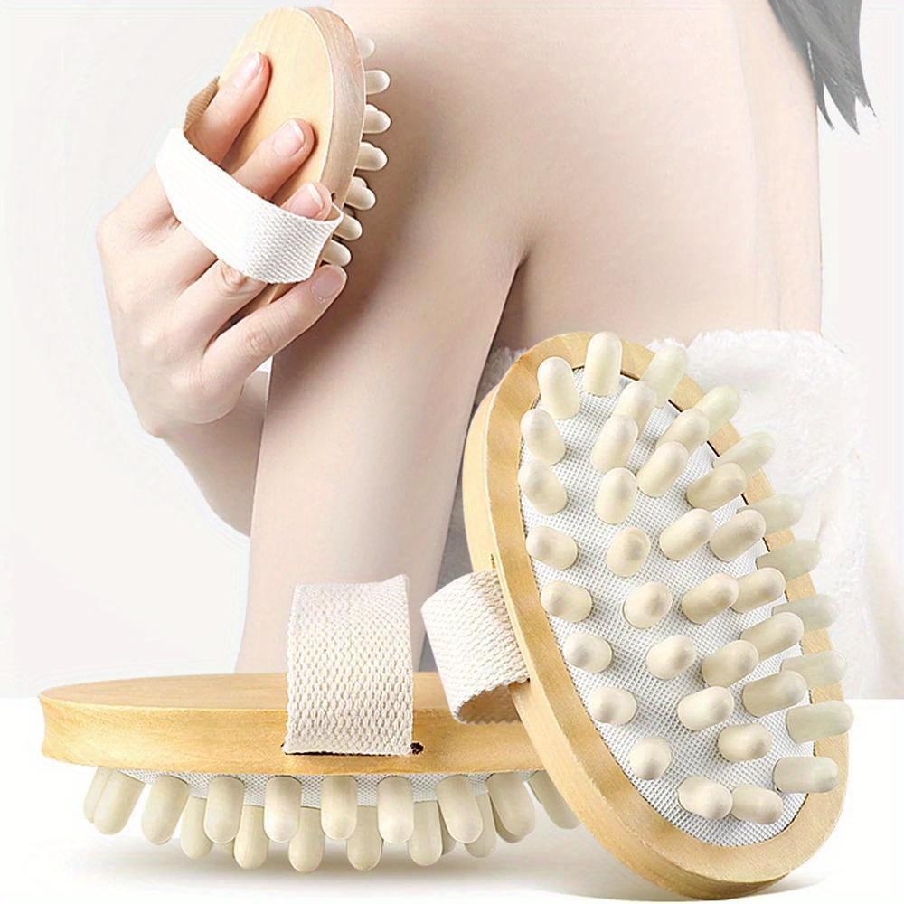 Anti Cellulite Massage Brush Men Women Bath Shower Full Body Wooden Rubber Particles Massager Spa Comb Beauty Slimming
