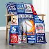 Blue Baseball Customize Text Blanket Multi-purpose Customizable Blanket Durable Comfort for Picnics Seaside Office Chair Home Decor for All Occasions