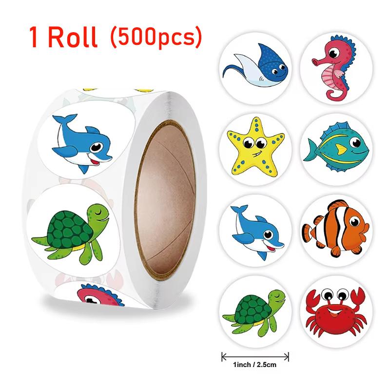5001000Pcs Round Animal Fish Star Stickers Adorable Incentive Sticker Party Decoration Teacher Reward Encouragement Motivationa