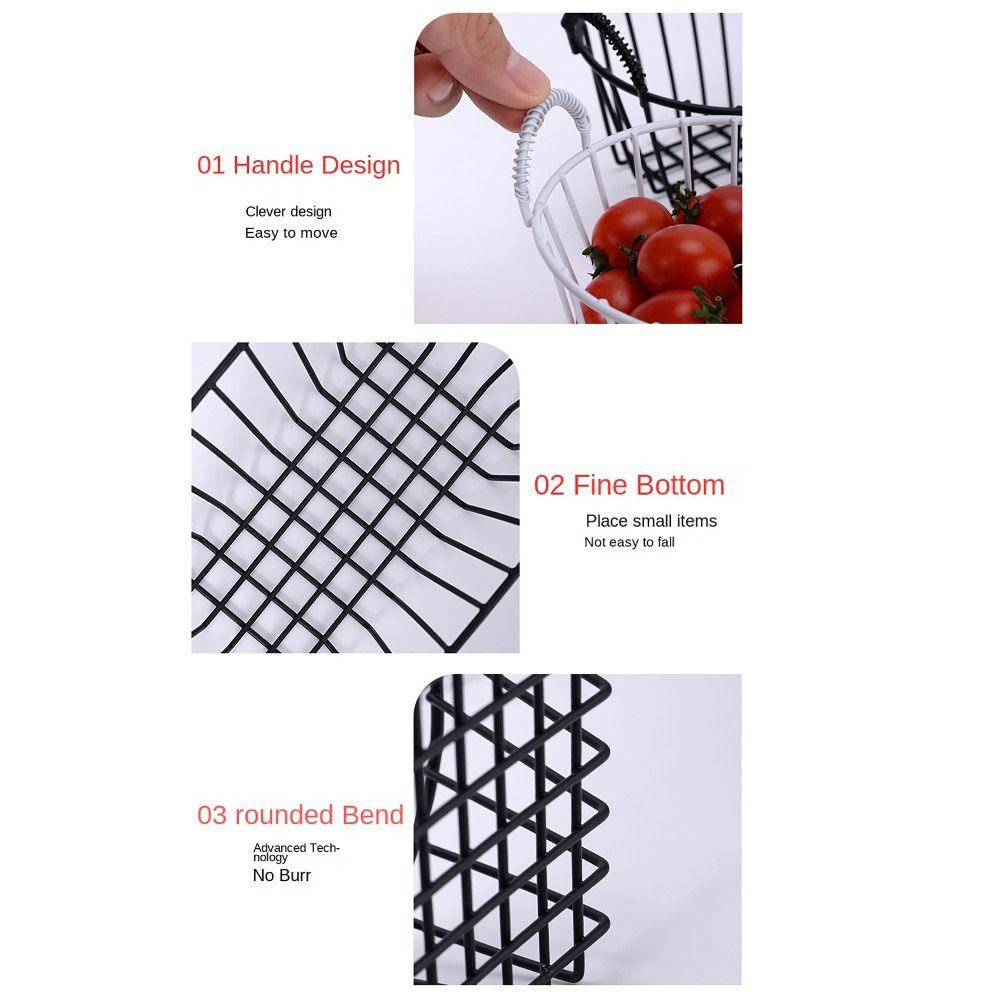 INS Style Iron Storage Basket with Handle Fruit Basket Desk Organizer Box  for Room Dormitory