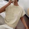 New European and American Loose Women's Sweater Solid Color Knitted Embroidered Sleeveless Vest