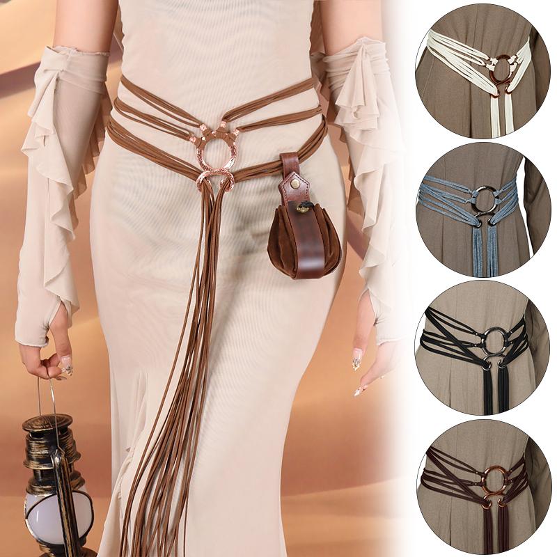 1PC Styling Cosplay Clothing Accessories One Size Waist Belt Nordic Style Rope Loop Design Party Viking Style Elegant Multi-Color