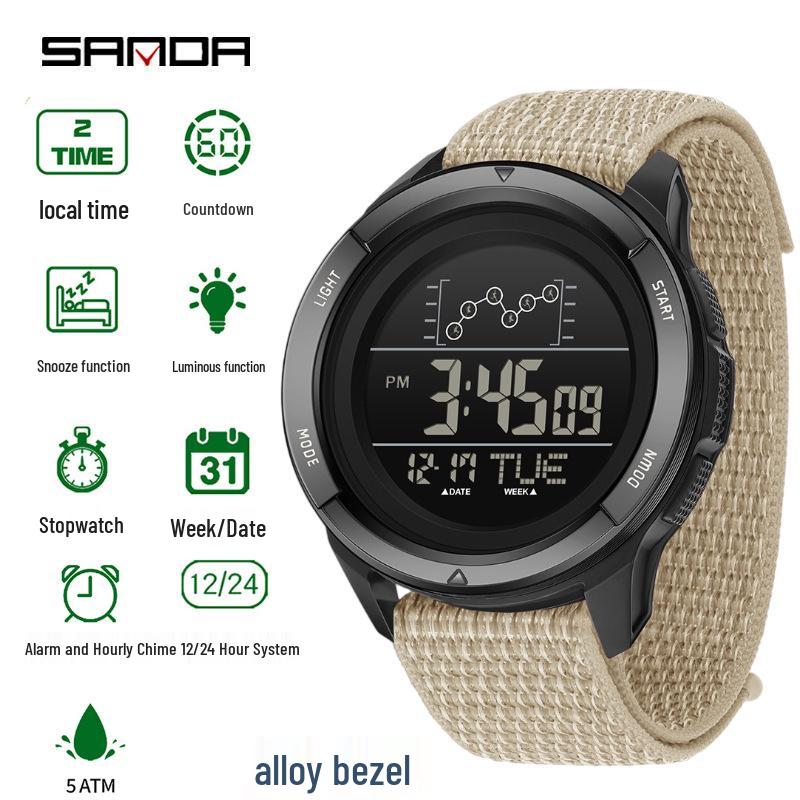 Sanda Multifunctional Digital Watch: Single Display, Alarm, Large Dial, Waterproof Sports Watch for Students.