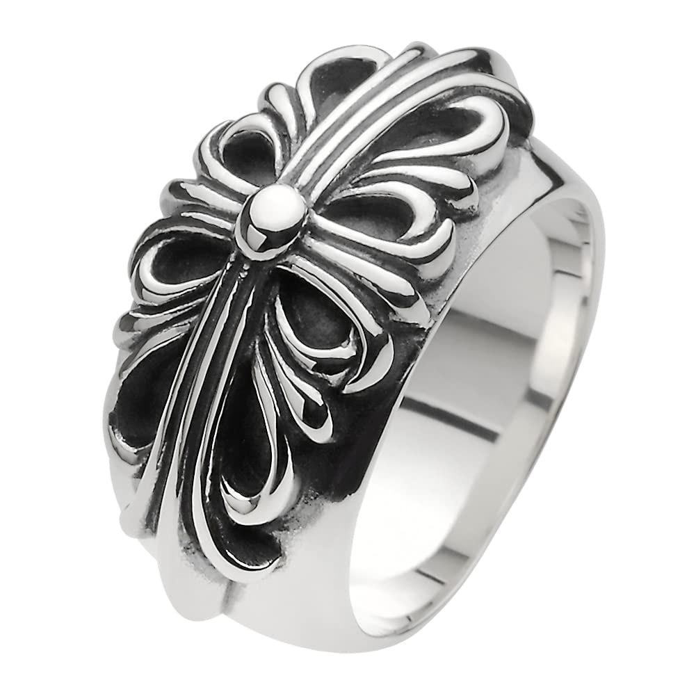 

Кольцо с готическим цветочным крестом, серебро fr0371 15 [Figmart] [925 Accessories] №