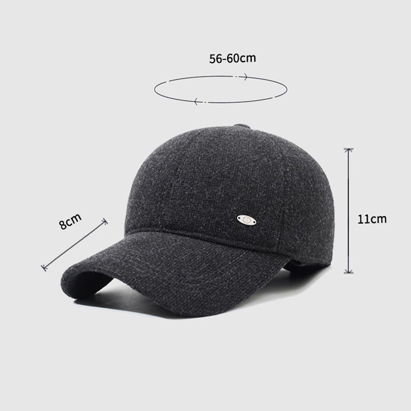 Autumn Winter Men's Ear Protection Cotton Cap Velvet Warm Baseball Cap Middle-Aged and Elderly Outdoor Windproof Cold-Proof Cap