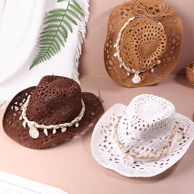 Vintage Western Cowboy Sun Hat Men Women Straw Hat Outdoor Travel Ethnic Style Gift UV Protection Cap Mountaineering Hat