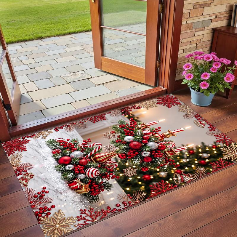 Christmas Printed Square Area Rug Soft Non Slip Floor Carpet For Bedroom Holiday Gift