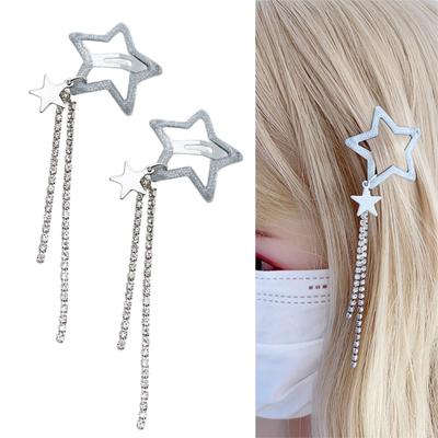 1 Pair Handmade Hairpin Sparkling Fringes Hair Clip Stylish Hair Accessory Star Hair Barrette Perfect Gift for Girls