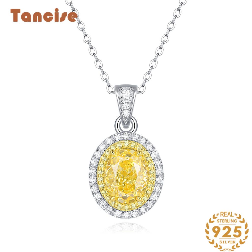 Tancise S925 Sterling sølv 7A Zircon Luxury Personlighet anheng Halskjede kvinners klassisk tidevann sukker full av Wild Clavicle Chain.