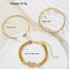 3Pcs/Set Luxury Rhinestone Butterfly Heart Bracelet For Women Vintage Exquisite Gold Color Cuff Bangle Female Daily Wear Jewelry