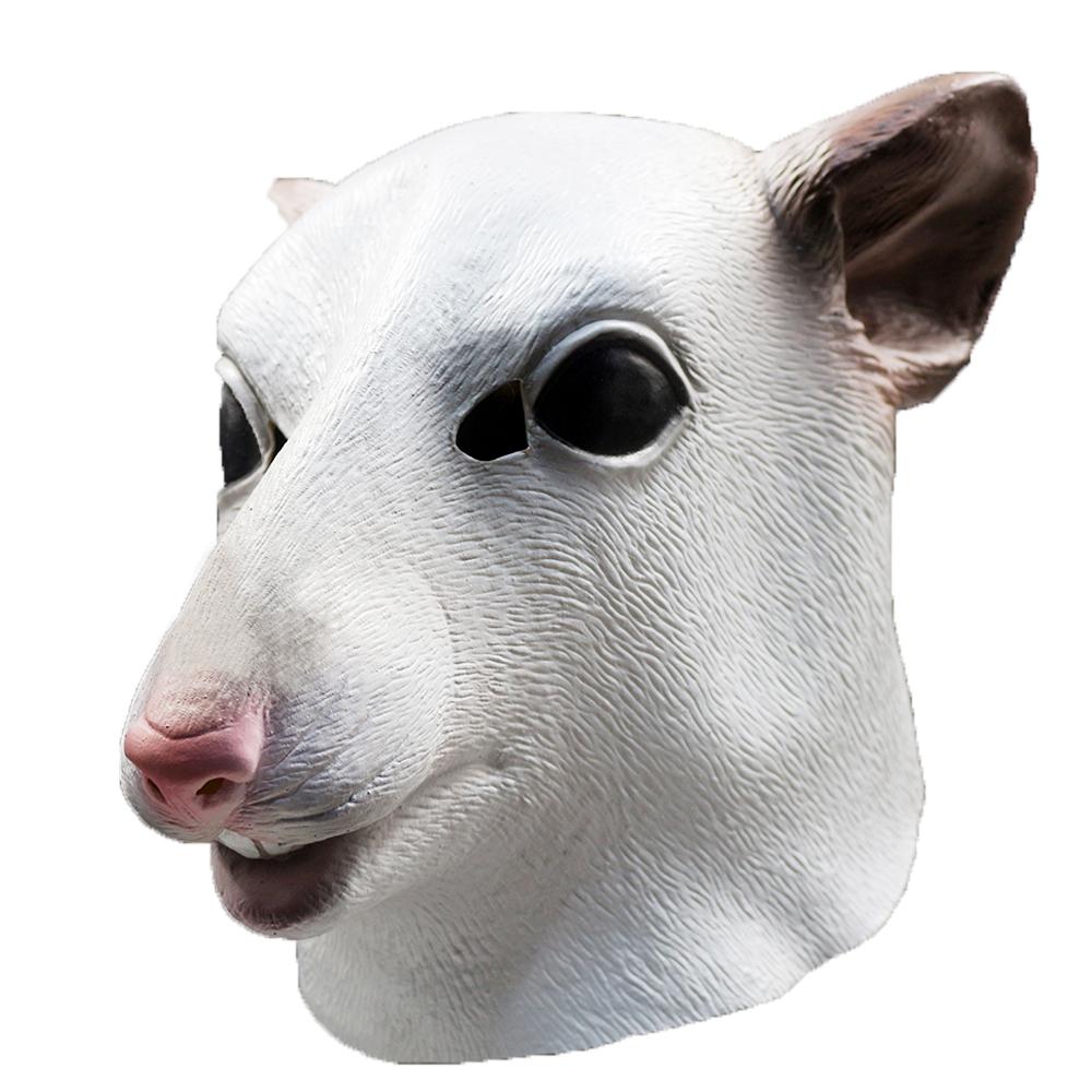 White Mouse Animal Head Latex Mask Rat Masks Halloween Cosplay Costume Dress