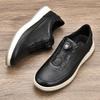 Top Layer Cowhide Leather Shoes with Automatic Knob Buckle for Men's Sports and Leisure Leather Shoes Pigskin Lining for Casual Men's Shoes