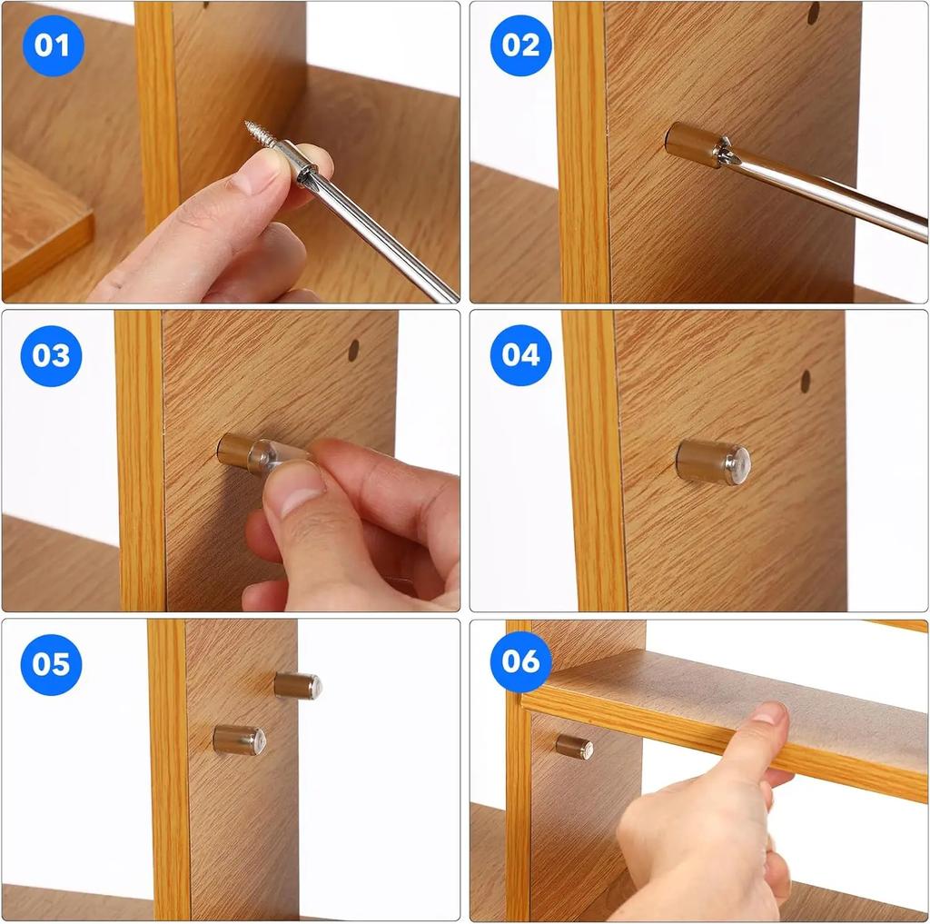 20-100PCS Self Tapping Bracket Screw Cabinet Shelf Support Cross Pegs with Anti-Slip Sleeve DIY Laminate Furniture Support Holder