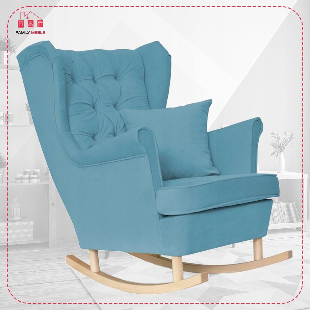 Gaja Rocking Chair, Scandinavian, Family Meble, Blue, On Runners, Blue