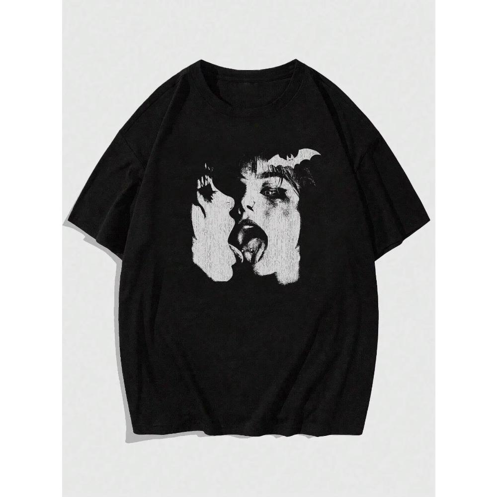 Street Life Summer Portrait Printed Women Men Unisex Cotton T-shirt Luxury Brand Fashion Big Size Top Short Sleeve Classic Tee
