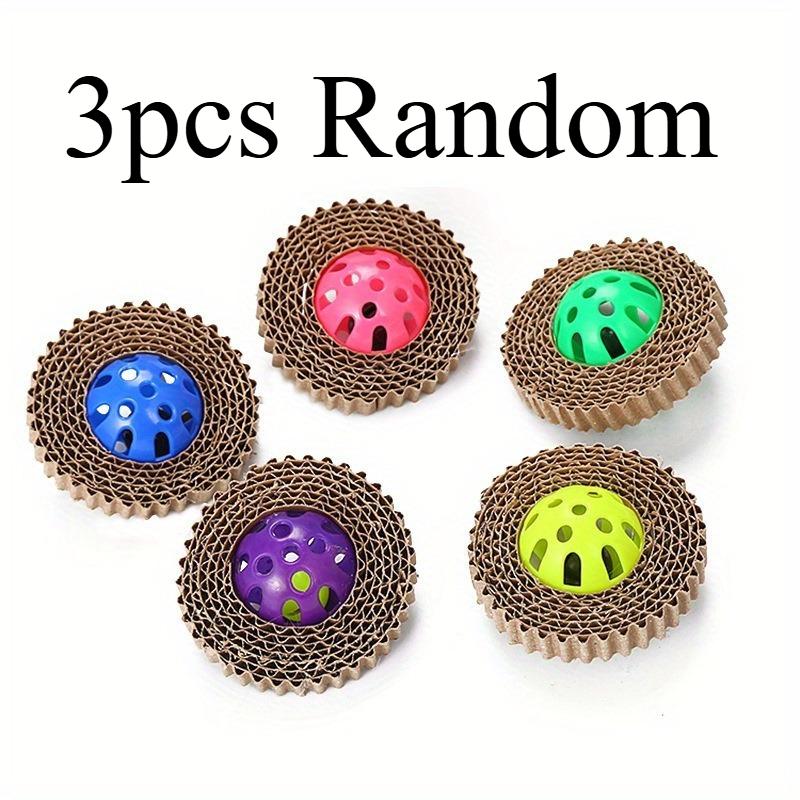 

3Pcs Cat Scratch Board Cat Toy Corrugated Paper Cats Claw Board with Plastic Bells Cats Entertainment Toy Random Color