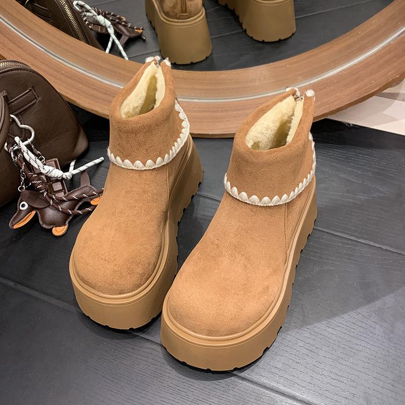

толстоподошвенные нескользящие зимние ботинки для женщин 2025 новая осень и зима хлебные туфли, один педаль, набивные и утолщенные теплые хлопковые туфли 40 верблюд