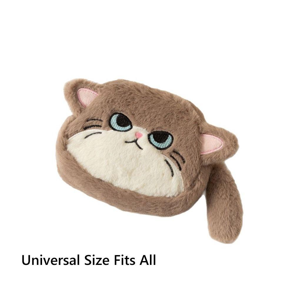 Gift Cat Shape Coin Purse Soft Plush Zipper Closure Earphone Keychain Bag Cute Mini Lipstick Pouch for Kids
