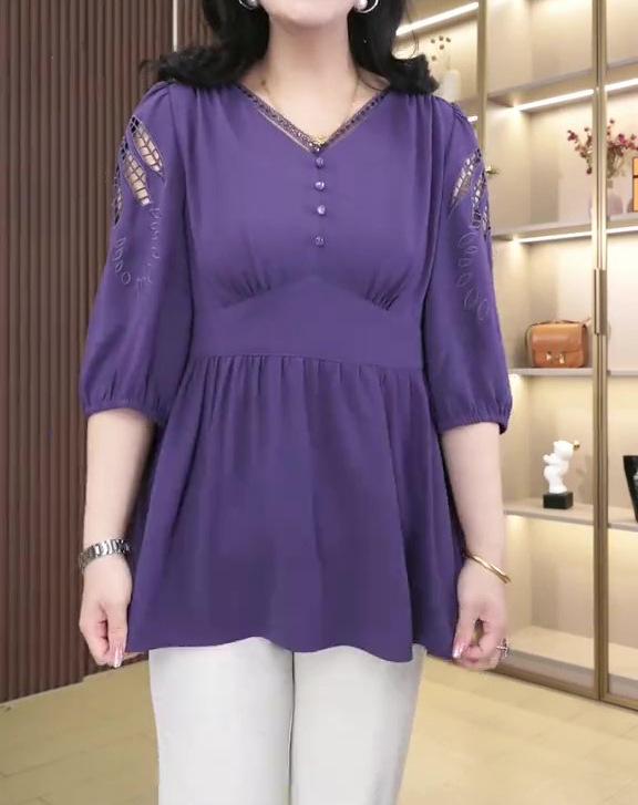 

Шикарная женская блузка большого размера из жаккардового шифона в благородном стиле 3XL (160-180 Jin)