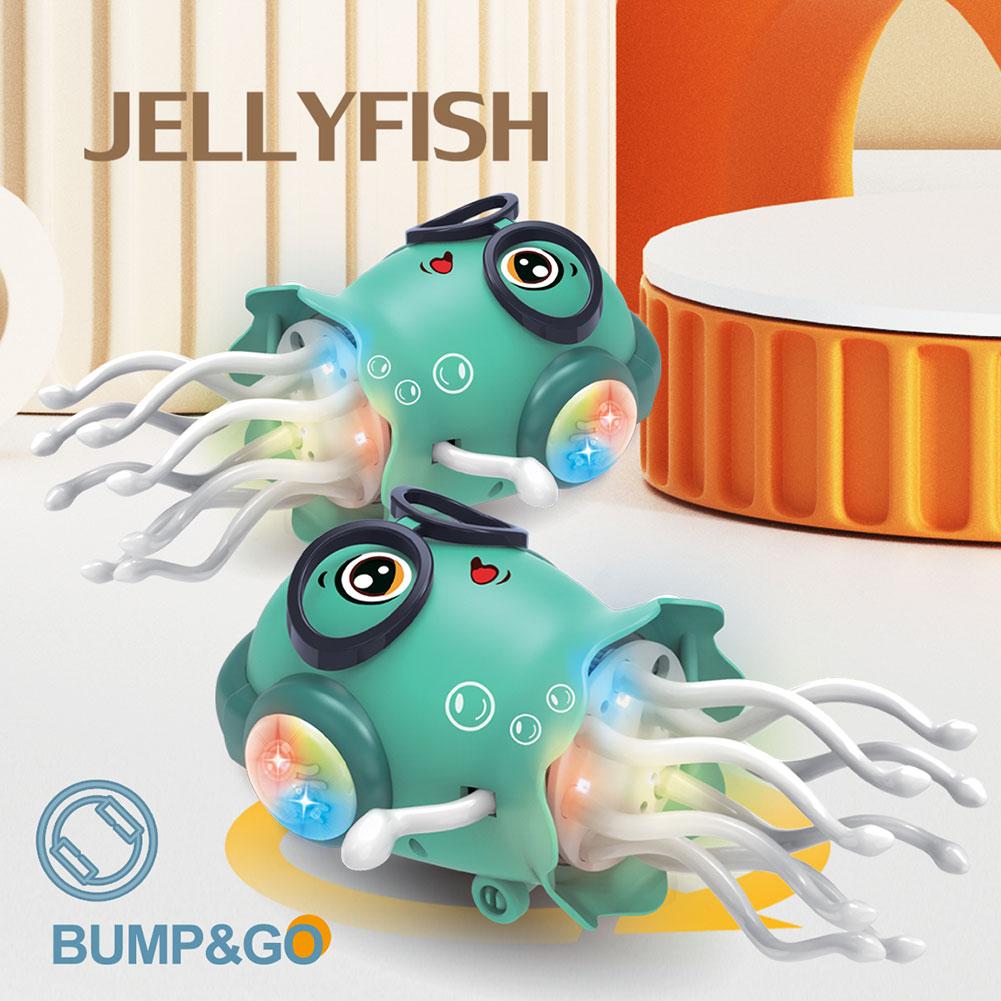 LED Dancing Funny Jellyfish Toy Smart Obstacle Avoidance Interactive Moving Toy Education Toddler Jellyfish Toy for Kids Gift
