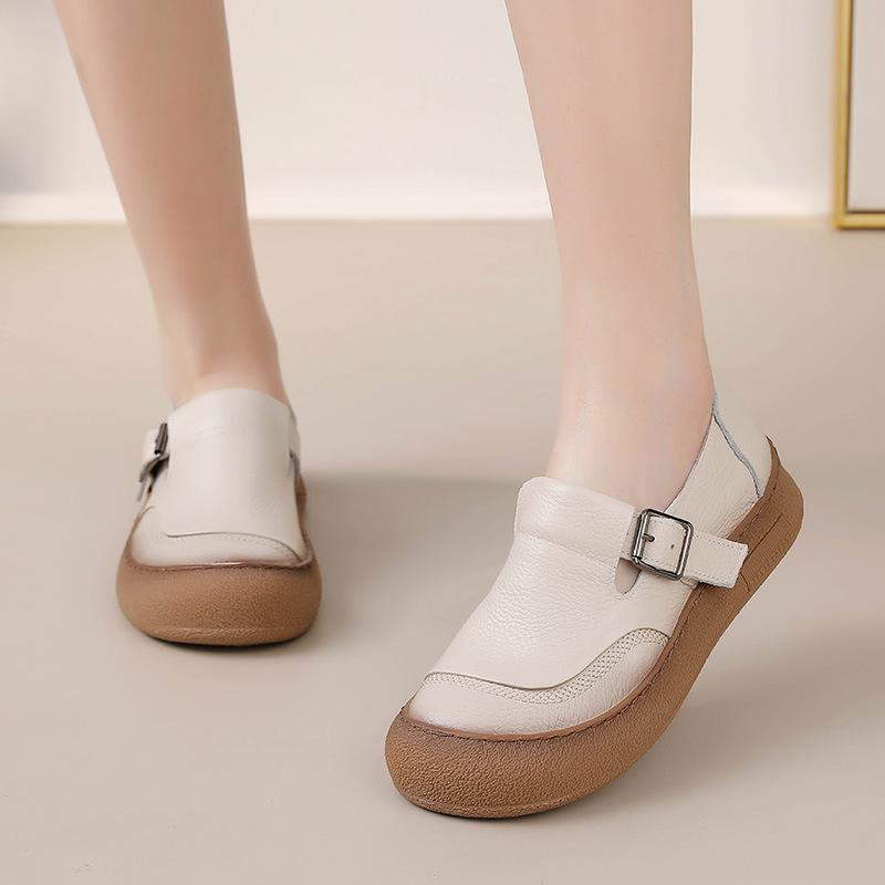 Damsko Casual Plattformsloafers Skor Bekväma Arbetsaffärsskor Läder Slip-on Skor för Kvinnor Flats Körning Gång Klänningsskor Penny Loafers