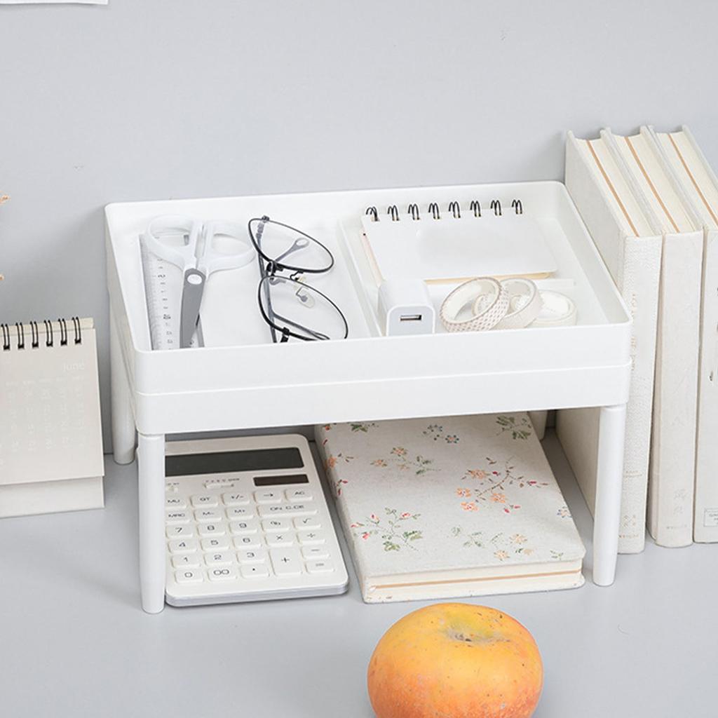 Doppelschichtiges Desktop-Aufbewahrungsregal Modern Große Kapazität Büro-Aufbewahrungsregal für Make-up und D