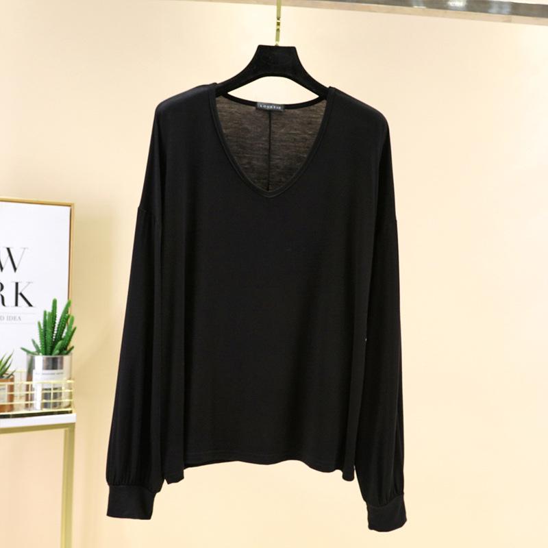 

Женская футболка с длинным рукавом и V-образным вырезом свободного кроя для защиты от солнца - Летний топ большого размера для верховой езды, в корейском стиле Large