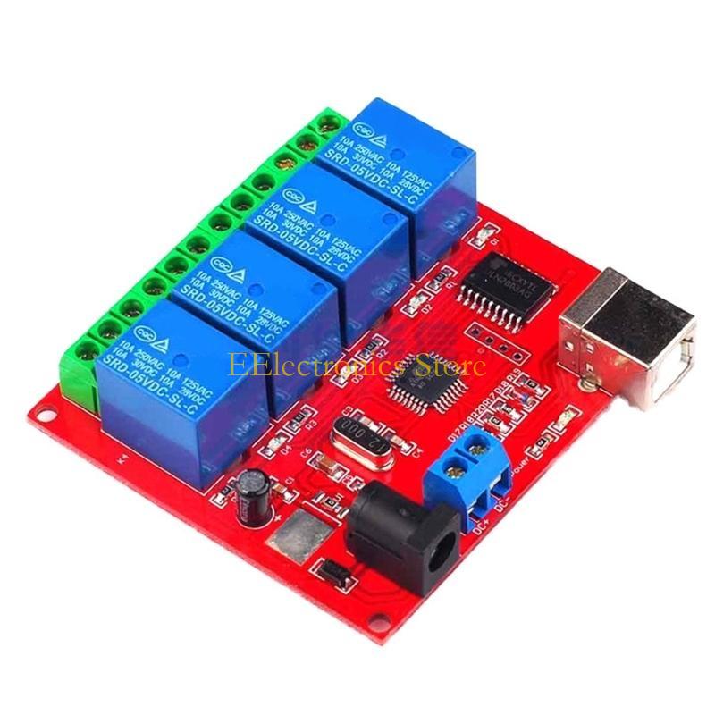 B03C USB 4 Channel 5V 12V 24V Relays Board Intelligent Switching Controller ULN2803 for PC Automation Tasks