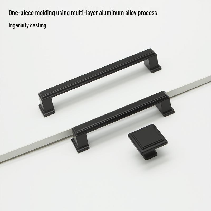 American Black Handle for Cabinets & Drawers: Minimalist Single Hole Design