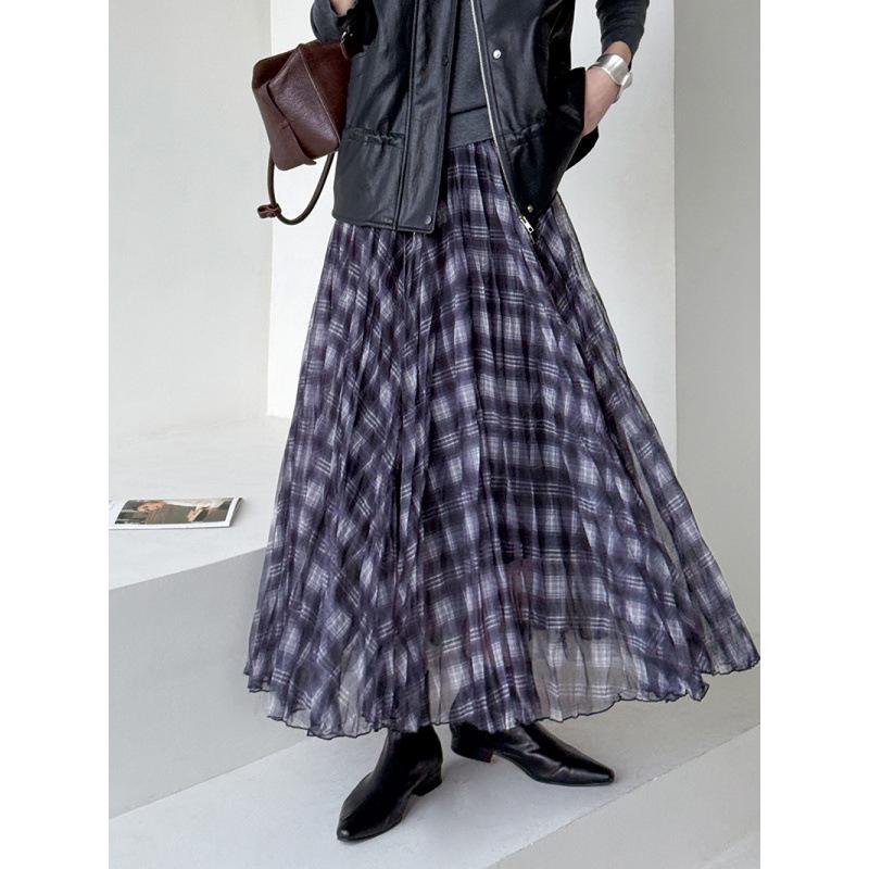 

Оранжевая юбка миди в клетку Zhi Retro из сетки 8905 - Приталенные и драпирующиеся слои One Size