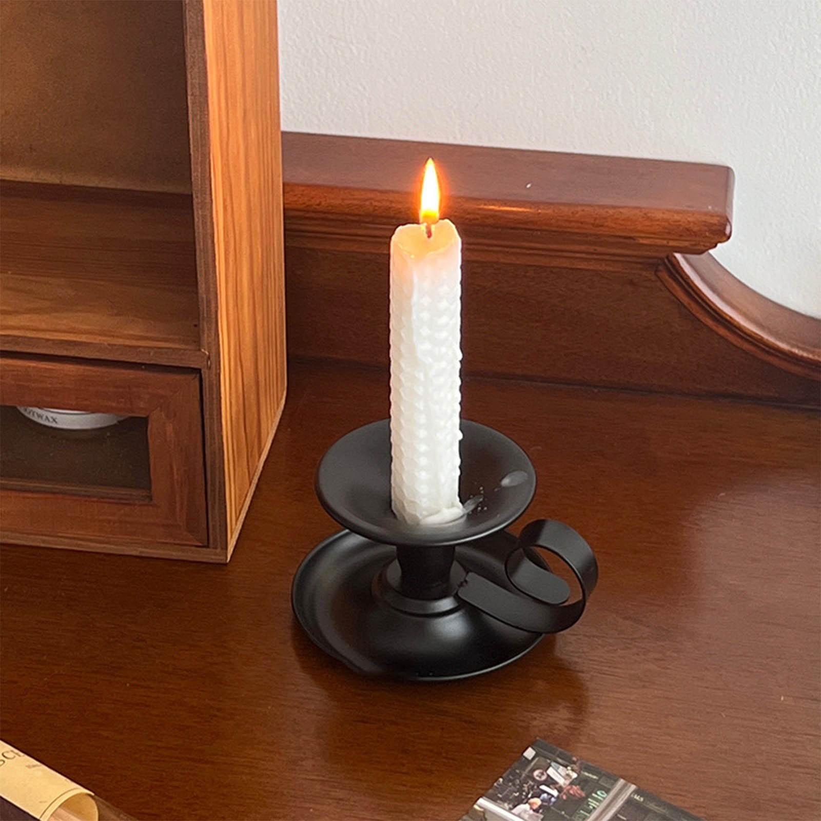 Candlestick Metal Painting Tea Cup Vintage Handheld Candle Cup Small Candle Black Tall Thin Candlestick Holders чёрный